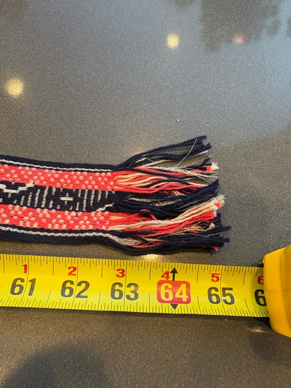 J.Crew jacquard belt features woven pink, navy, and white pattern fringed edges - Picture 5 of 6